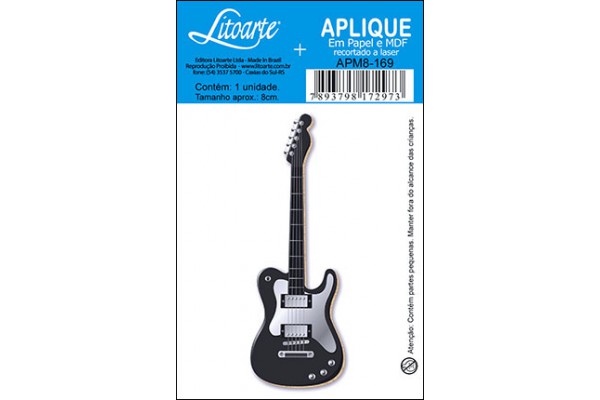 APLIQUE EM PAPEL E MDF ALT 08CM LITOARTE GUITARRA